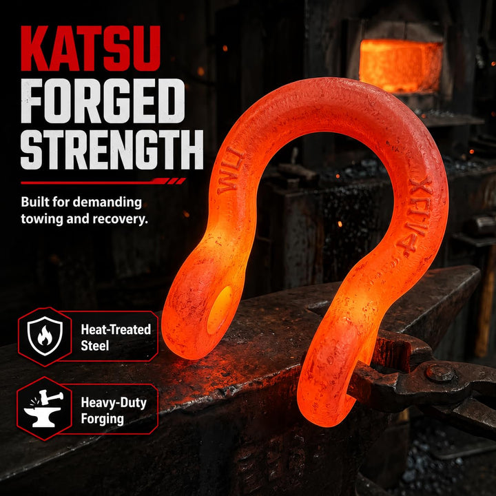 KATSU Tools 2er-Pack 3/4 Zoll D-Ring-Schäkel, 4,75 Tonnen (9500 lbs) Tragkraft, robuste verzinkte Ab
