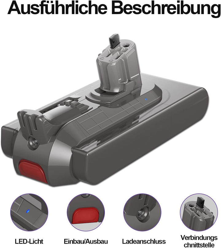 V11 Akku für Dyson 11, 3900mAh Ersatzakku für Click in Typ V11 SV15 SV16 Staubsauger(Nicht geeignet