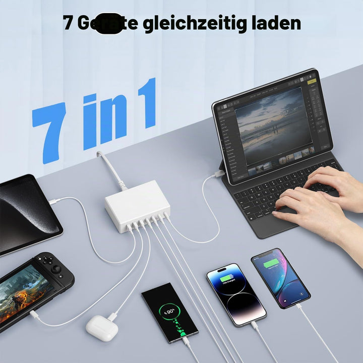 230W USB C Ladegerät Mehrfach, 7-in-1 GaN II USB C Netzteil Schnellladegerät, PPS PD 65W Laptop Lade