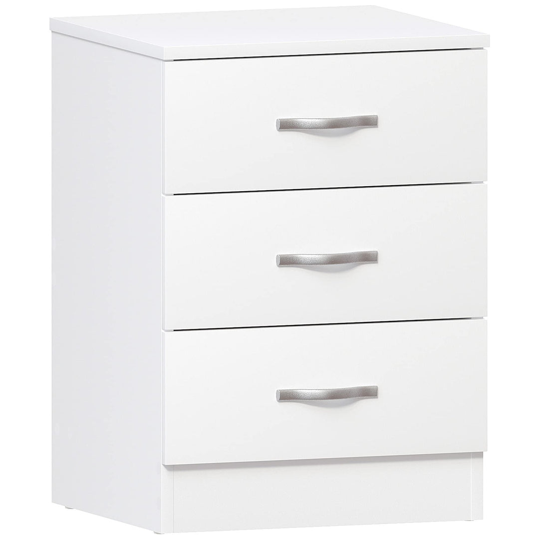 Vida Designs Schrank, weiss, 3 Schubladen, Nachttisch, Metallgriffe und -schienen, silberfarben, 47