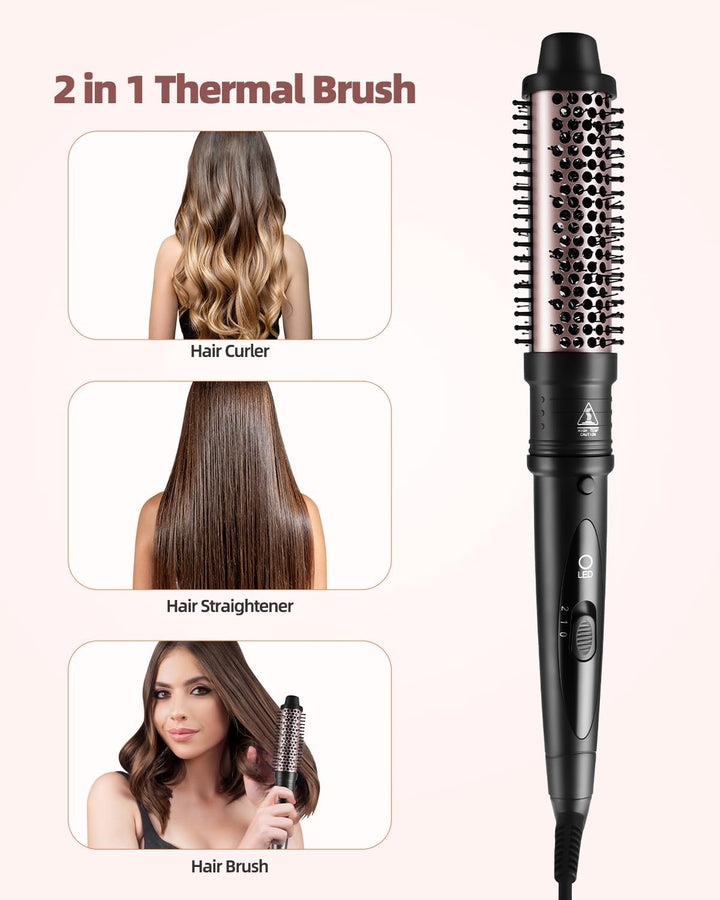 Thermal Brush Warmluftbürste Haarstyling Lockenbürste, 38/32mm 2 en 1 Thermobürste Rundbürste set, 2