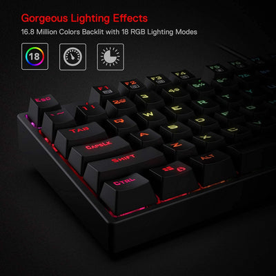 Redragon K582-US SURARA RGB LED-Hintergrundbeleuchtete QWERTY Mechanische Gaming-Tastatur mit 104 Ta