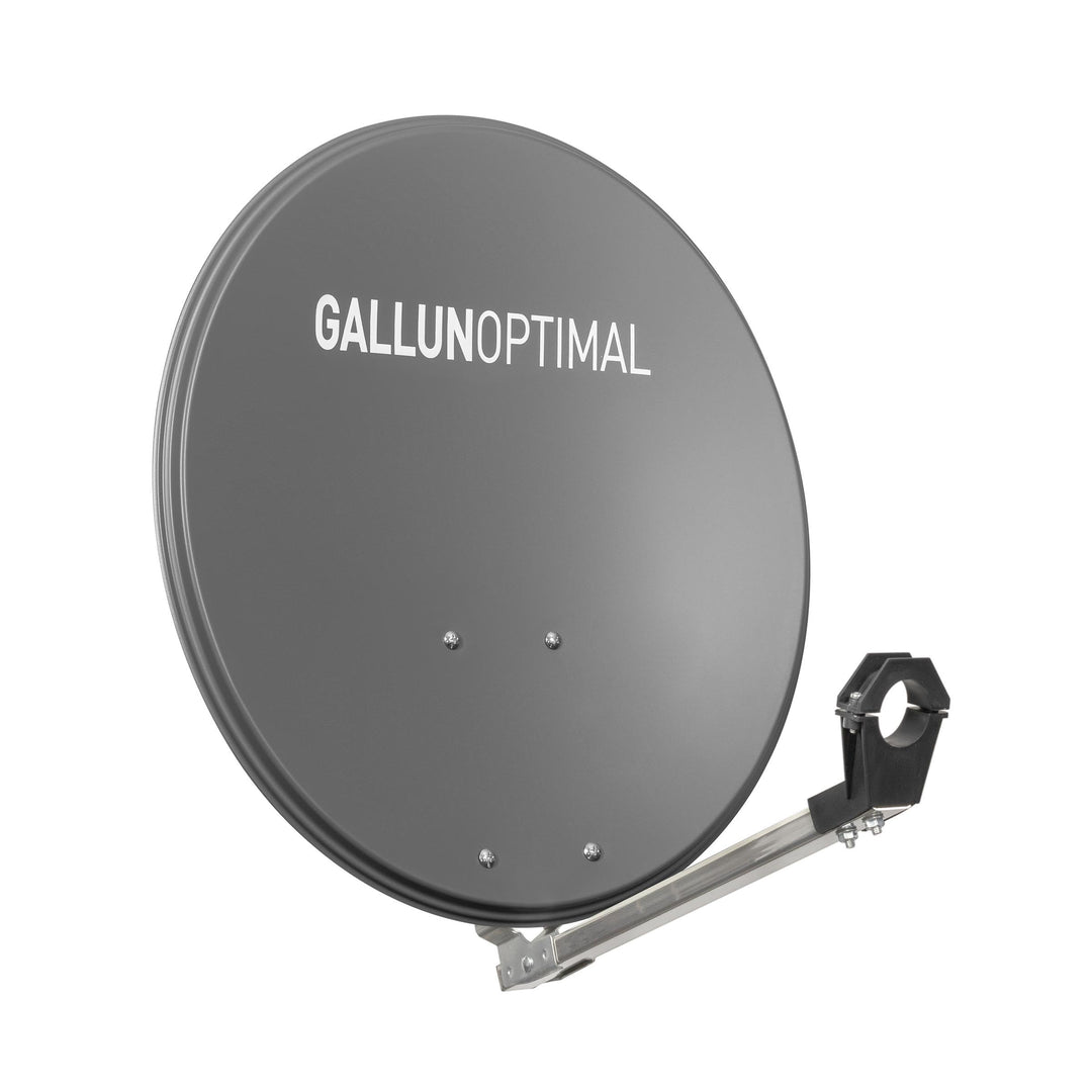GALLUN Offset-Parabolantenne ALU 60 cm anthrazit – SAT Spiegel mit 35,15 dB Gewinn, Reflektorhalteru