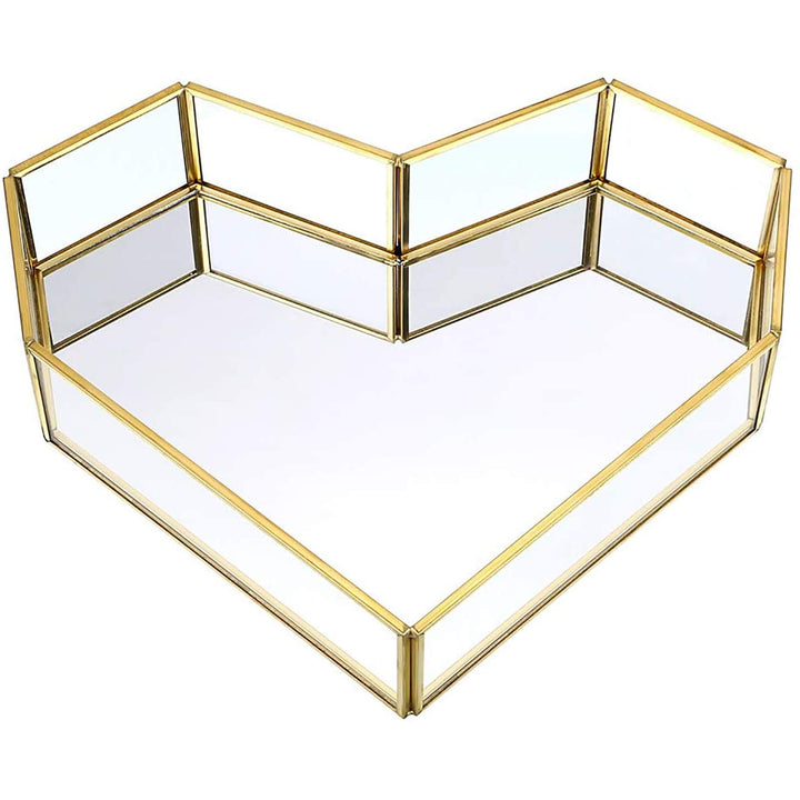 Spiegeltablett Gold, Vintage Spiegeltablett Messing Parfum Kosmetiktabletts Verspiegelt Platte Versp
