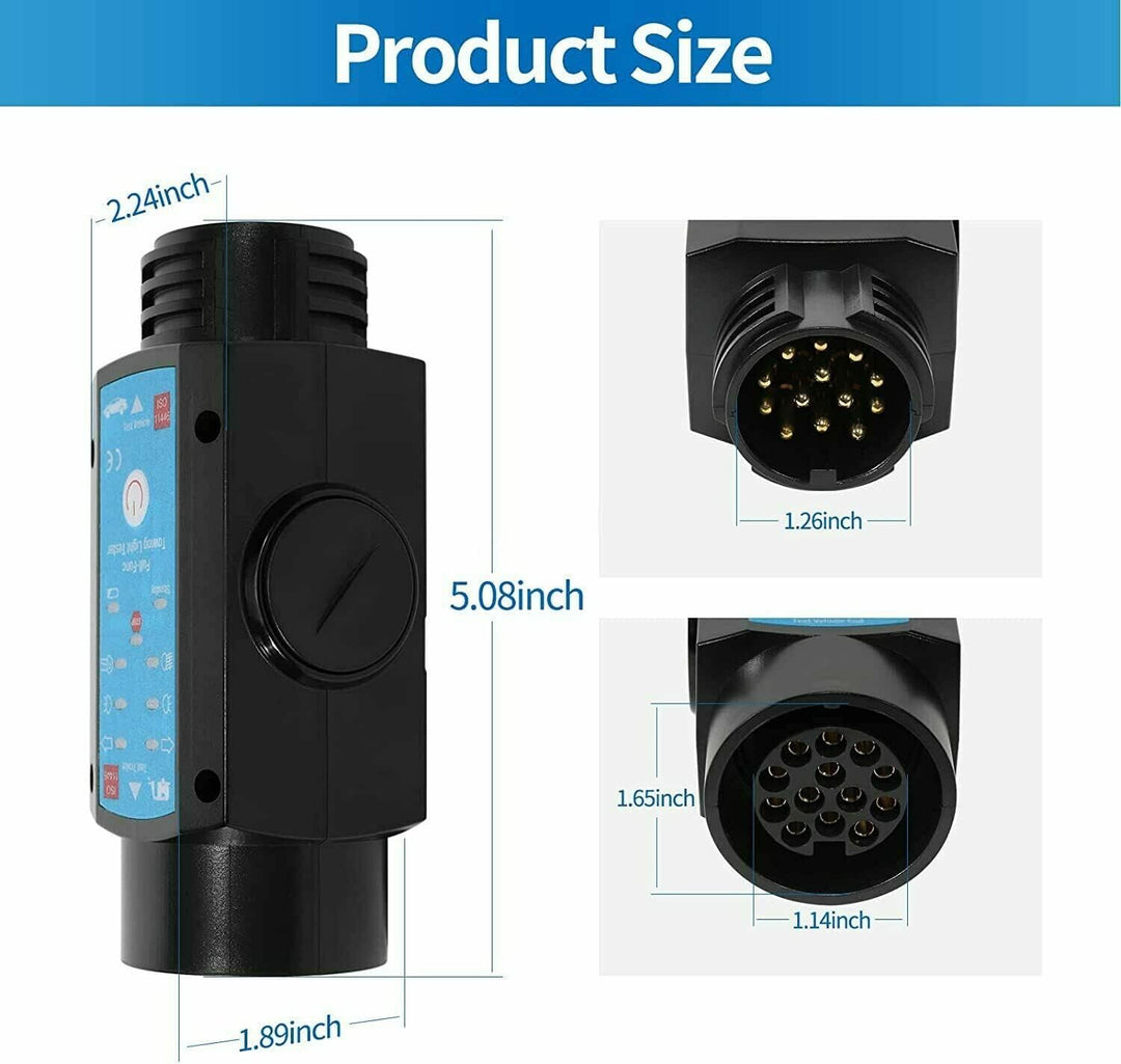 kitletsuit Anhänger Prüfgerät 13 Polig 2-in-1 aufladbare Licht Beleuchtung Prüfgerät Anhängersteckdo