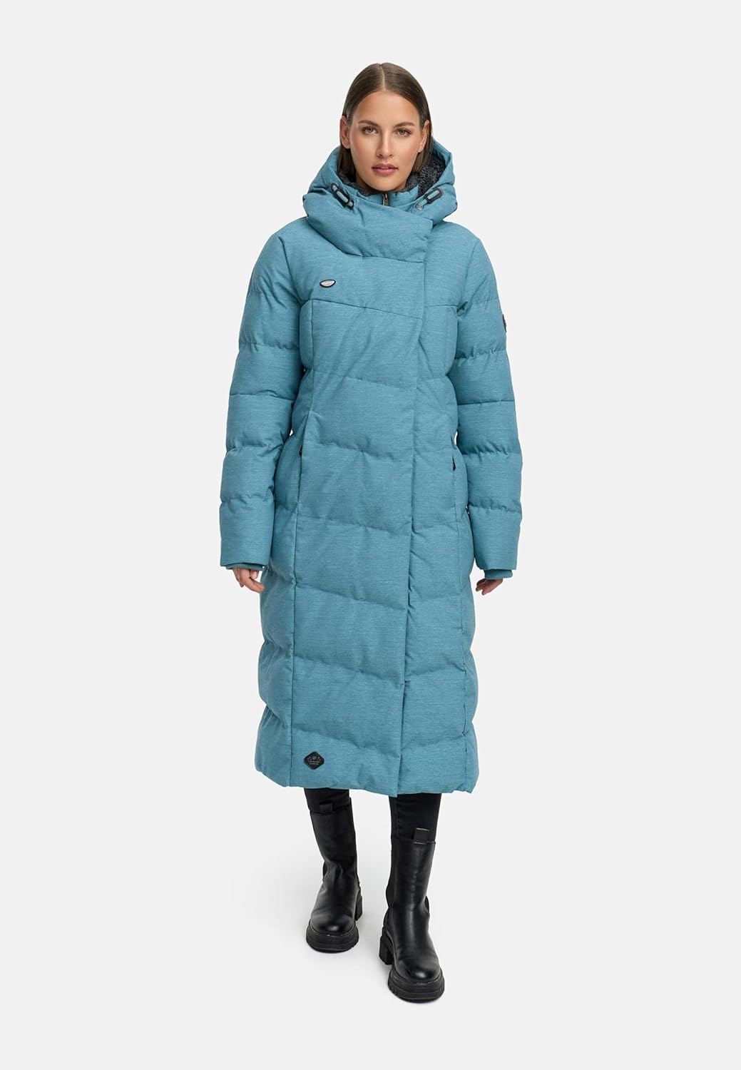Ragwear Damen atmungsaktiver Wintermantel Warmer wasserdichter Steppmantel lang mit Kapuze Pavla Lon