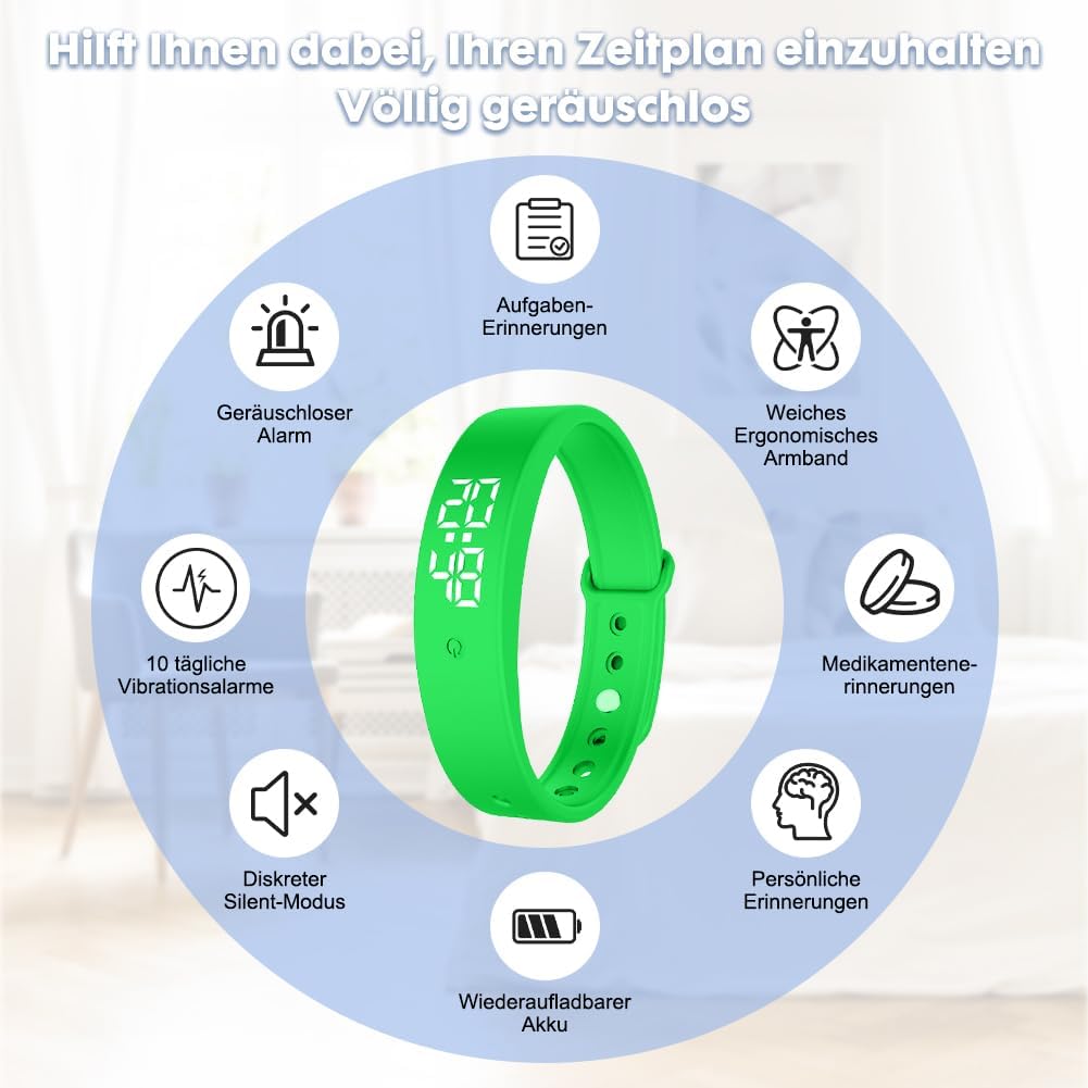 Vibrationsalarm Erinnerung Uhr, Vibrationswecker Armband, Silent Vibrating Alarm Reminder Watch mit