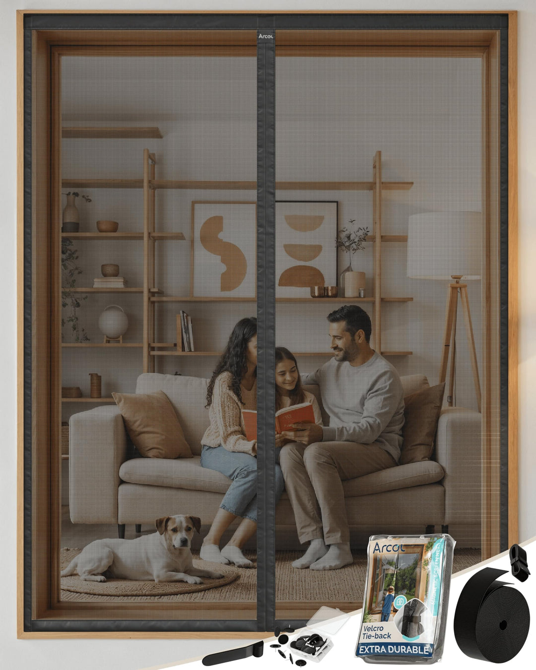 ARCOL Fliegengitter Fenster Magnet 130x160 cm aus Fiberglas – Schluss mit Mücken in 3 Min, Ultrafein