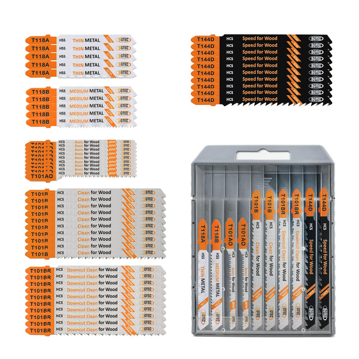 BGTEC 50PCS T-Schaft Stichsägeblätter Set HCS/HSS Stichsägeblätter für Holz, Kunststoff und Metall s