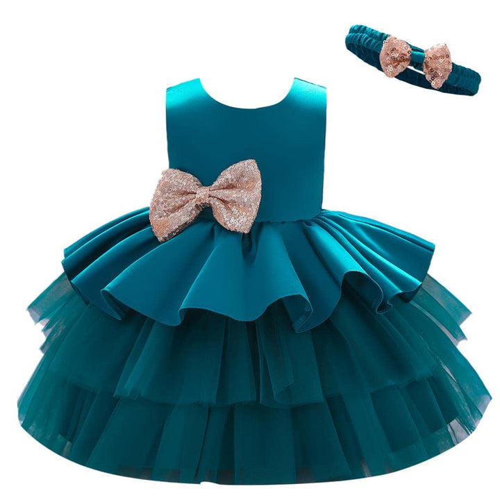 Lito Angels Elegantes Kleid Hochzeit Blumenmädchen Ballkleid Tüllkleid Taufkleid mit Stirnband für B