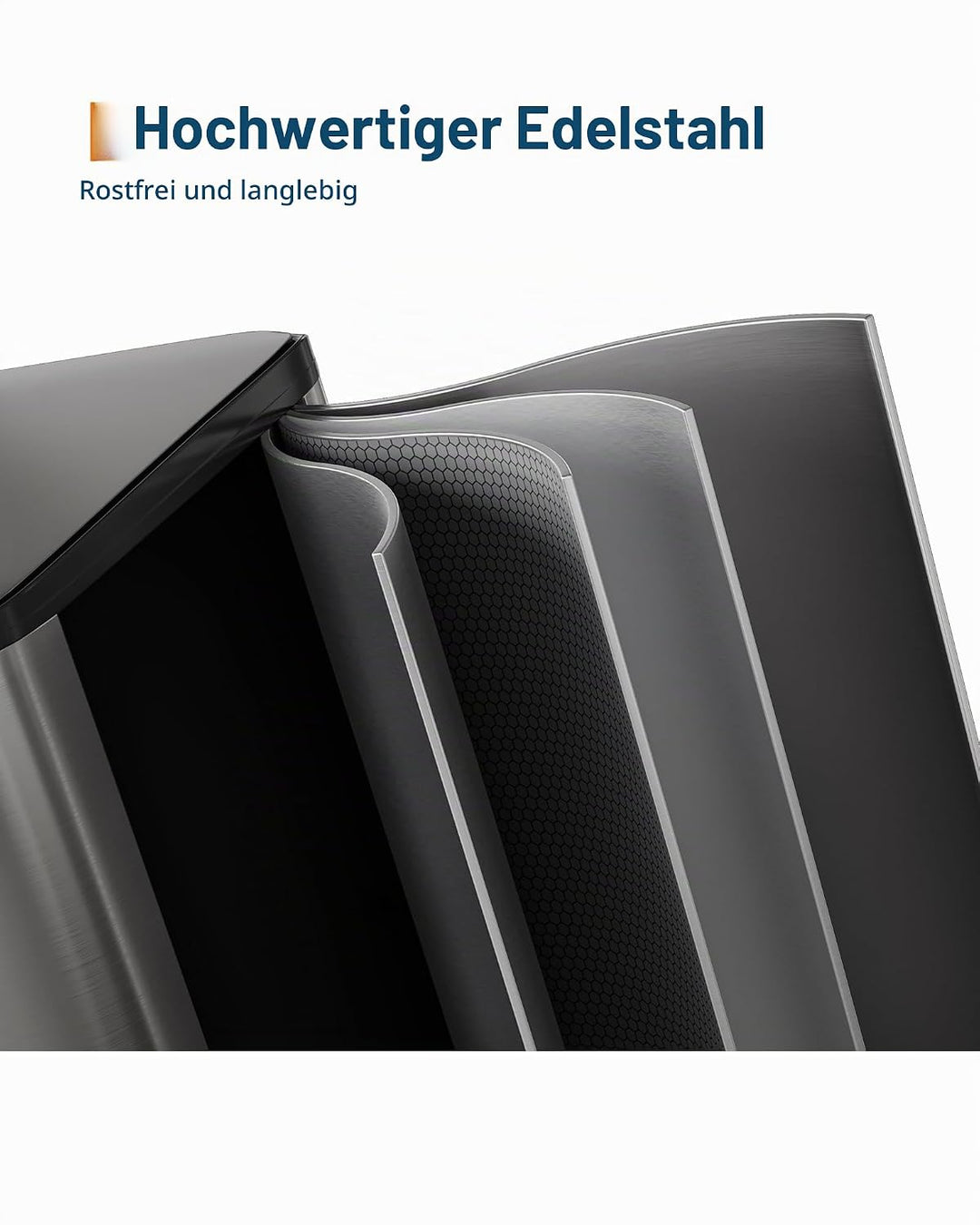 Metall Mülleimer Küche 2-fach, 80L Mülltrennsystem mit 2 Fusspedalen &amp; Soft-Close, 2 x 40L Inneneime