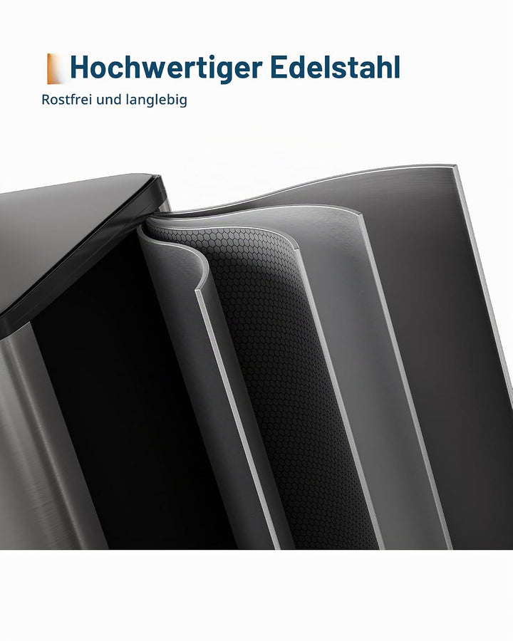 Metall Mülleimer Küche 2-fach, 80L Mülltrennsystem mit 2 Fusspedalen &amp; Soft-Close, 2 x 40L Inneneime
