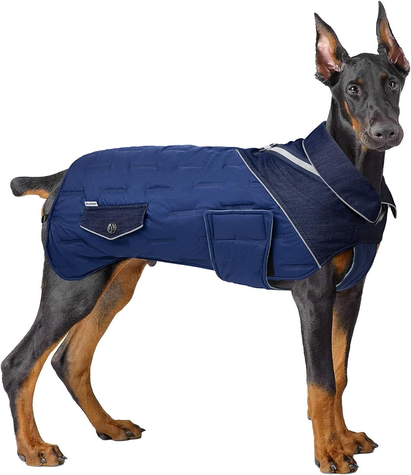 Hundemantel mit Geschirr, Hundejacke für mittel und grosse Hunde, Warme Hundekleidung Winter Warme M