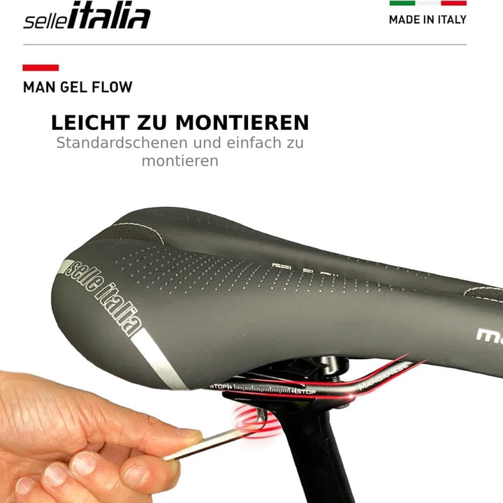 Selle Italia - Sattel für Rennräder, Man Gel Flow, Rail Manganese Rohr Ø 7, Sattel Road Gran Turismu
