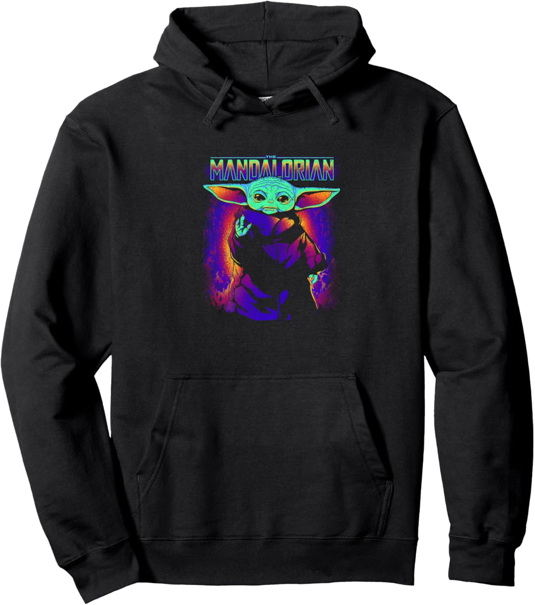 Star Wars: The Mandalorian Grogu Neon Child Logo Pullover Hoodie