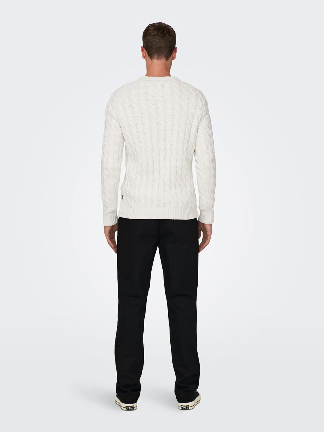 ONLY &amp; SONS Male Strickpullover Normal geschnitten Rundhalsausschnitt Pullover XXL Antique White, XX