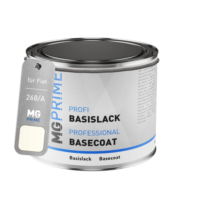 MG PRIME Autolack Dose spritzfertig für Fiat 268/A / 268 Bianco Gara/Gara Weiss Basislack 0,5 Liter