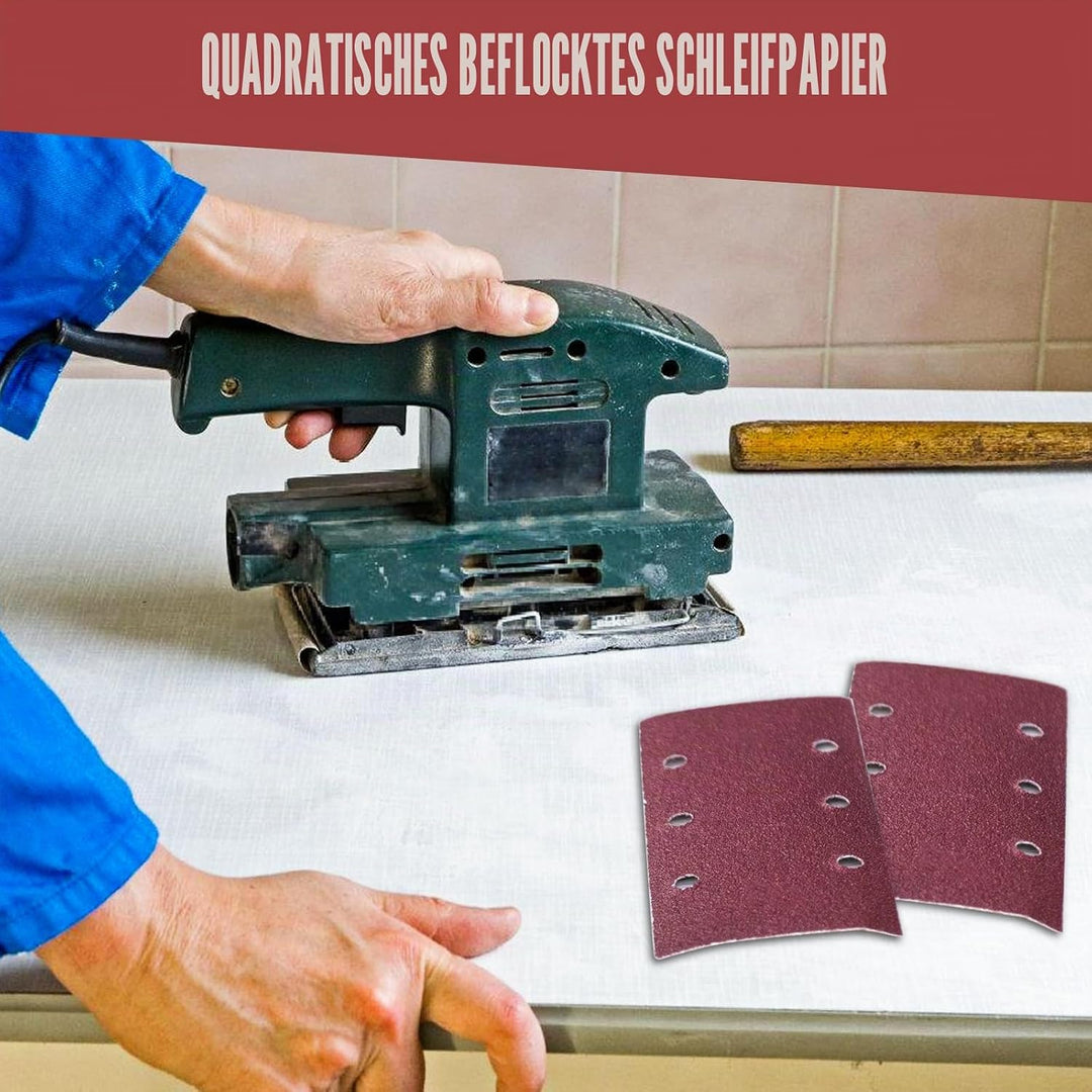 50 Stück Schleifpapiersatz, Schleifpapier Klett 102mm*114mm, 40/60/80/100/120 Körnung 6 Löcher Schle