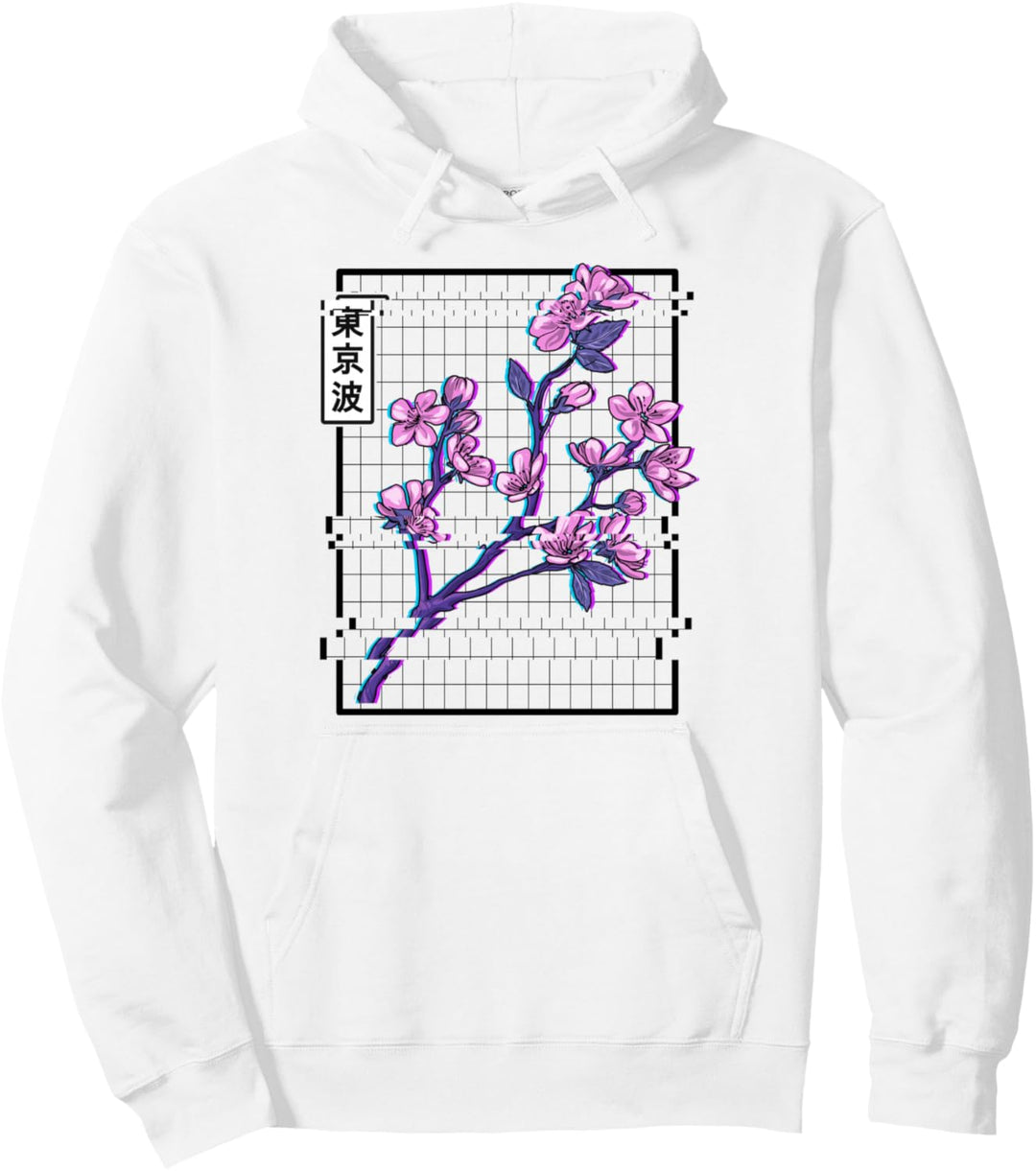 Cherry Blossom Glitch Pastell Japan Art Vaporwave Ästhetisch Pullover Hoodie