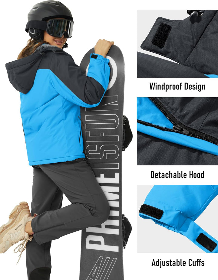 MAGCOMSEN Winterjacke Damen Softshell Funktionsjacke Wasserabweisende Outdoor Ski Jacke Fleece Windd