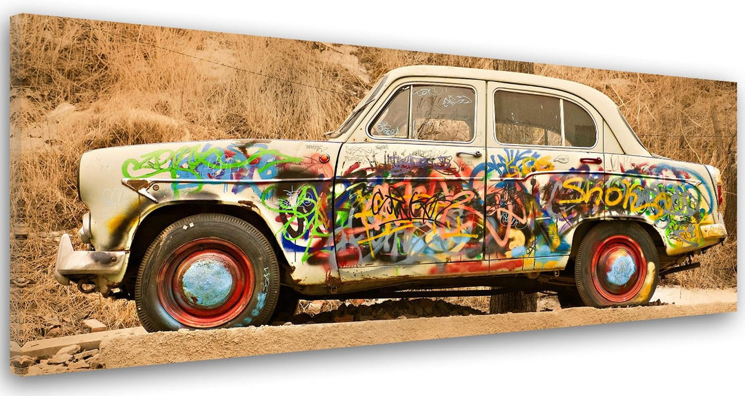 Feeby Frames, Leinwandbild, Bilder, Wand Bild, Wandbilder, Kunstdruck 40x100cm, Auto, Transport, Gra