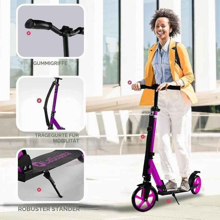 Lascoota Roller für Kinder ab 8 Jahren- Tretroller Erwachsene – Klappbar & Höhenverstellbar – Federu