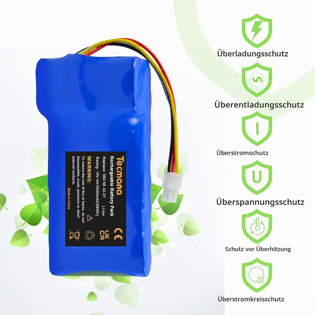 18V 5500mAh Ersatzakku für Husqvarna Automower 320, 330X, 420, 430, 430X, 440, 450X, 520, 550 Rasenr