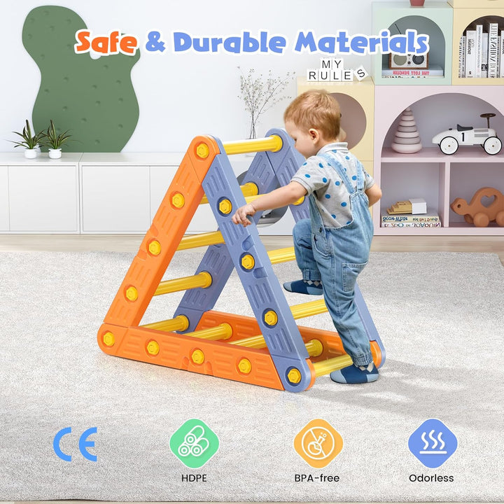 Montessori Kletterdreieck, Klettergerüst mit Dreieckiger Leiter Bogenleiter und 2 Kletterbrettern Ve