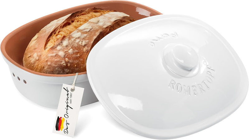 Römertopf Ovaler Brottopf aus natürlicher Keramik, ideal für die Aufbewahrung von Brot und Gebäck 30