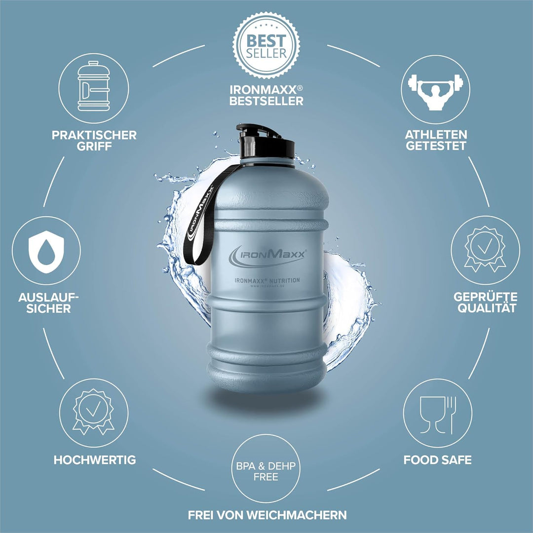 IronMaxx Water Gallon - Frosted Kyanite Blue 2200ml | BPA & DEHP frei | auslaufsichere Trinkflasche