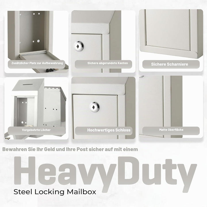 Metall-Spendenbox & Sammelbox Büro Vorschlagsbox Secure Box mit Top Coin Slot und Schloss inklusive
