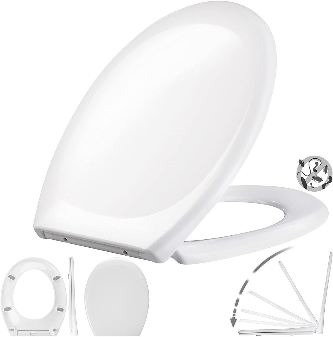 BadeStern Toilettenbrille: Universal-WC-Sitz, O-Form, Absenkautomatik, antibakteriell beschichtet (K