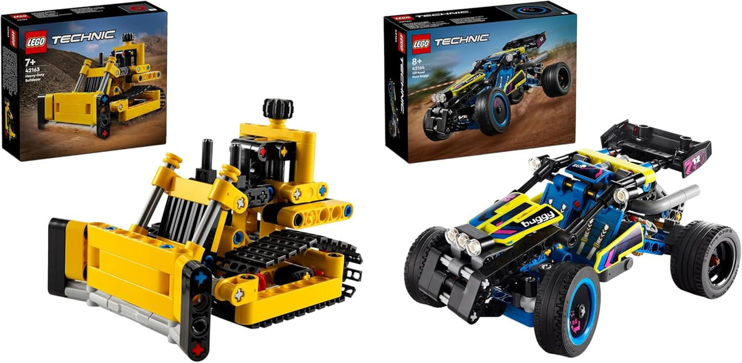 LEGO Technic Offroad Rennbuggy, Auto-Spielzeug für Kinder & Technic Schwerlast Bulldozer, Spielzeug-