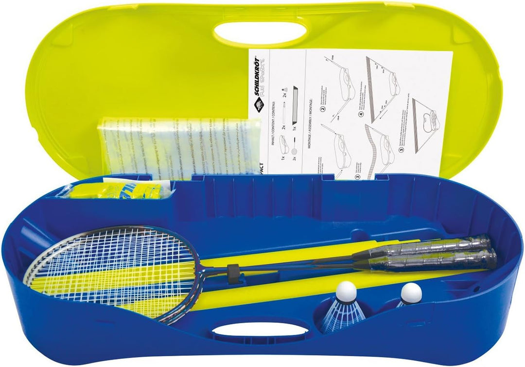 Schildkröt Badminton-Set Compact, inklusive Netz, 2 Schläger und 2 Bälle, im praktischen Kunststoffk