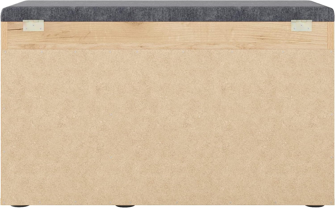 KOMTO Schuhbank mit Sitzfläche - Schuhregal Bank mit Stauraum Honig Eiche 80 x 48 x 32 cm Schuhschra