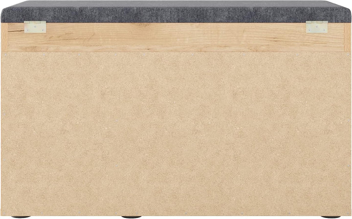 KOMTO Schuhbank mit Sitzfläche - Schuhregal Bank mit Stauraum Honig Eiche 80 x 48 x 32 cm Schuhschra