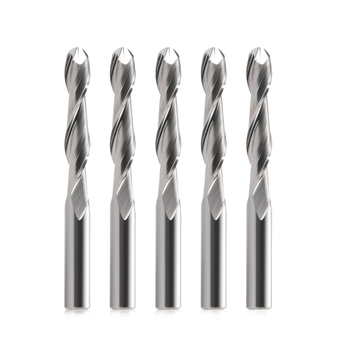 EU_HOZLY 5 STÜCKE Kugelkopffräser CNC Fräser Doppelflöte Spiralfräser 6 mm Schaft 2,36 Zoll Länge OV