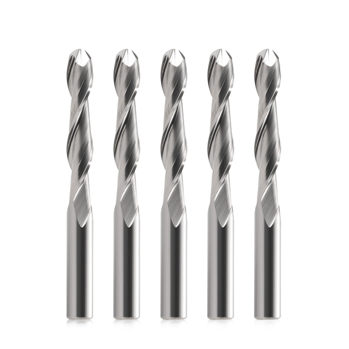 EU_HOZLY 5 STÜCKE Kugelkopffräser CNC Fräser Doppelflöte Spiralfräser 6 mm Schaft 2,36 Zoll Länge OV
