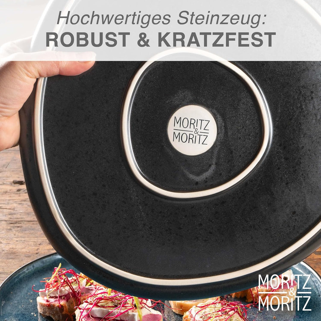 Moritz & Moritz ORGANIC Servierteller Set - 2x Grosse Teller aus hochwertigem Steinzeug, Modern & Ze