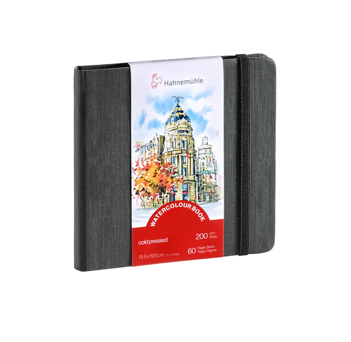Hahnemühle Aquarellbuch, 200 g/m², feine Körnung, 30 Blatt, naturweiss, 19,5x19,5cm 19,5x19,5 cm, 19