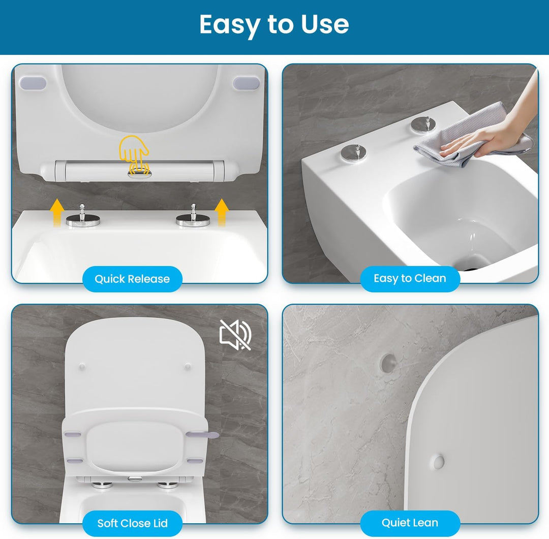 Klodeckel mit Absenkautomatik Eckig Form, Toilettendeckel Duroplast, WC-Sitz Einfache Montage und Re