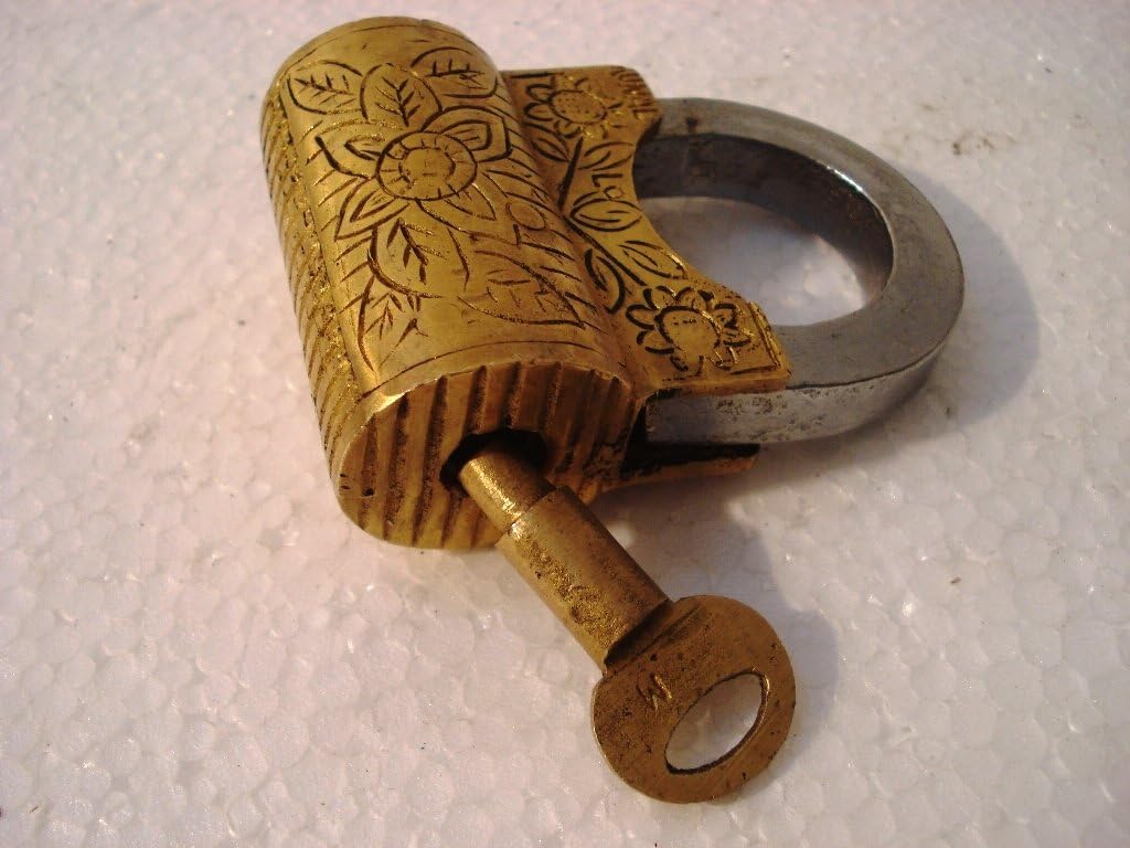 Vorhängeschloss aus Messing – Schloss mit Schlüssel – funktionell – Messing hergestellt – Typ: (Hand