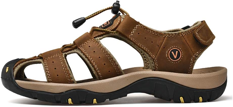 Sandalen Herren Leder Strand Wandersandale Trekkingsandalen Outdoorschuhe Sommer Freizeitschuhe Wand