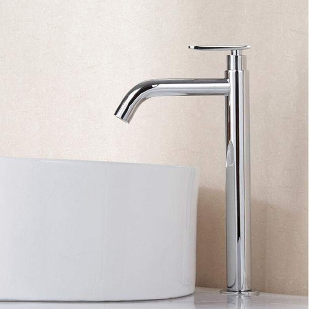 30 cm hoher Messing-Kaltwasserhahn, Einhebelmischer für Badezimmer, Waschbecken, WC, Chrom