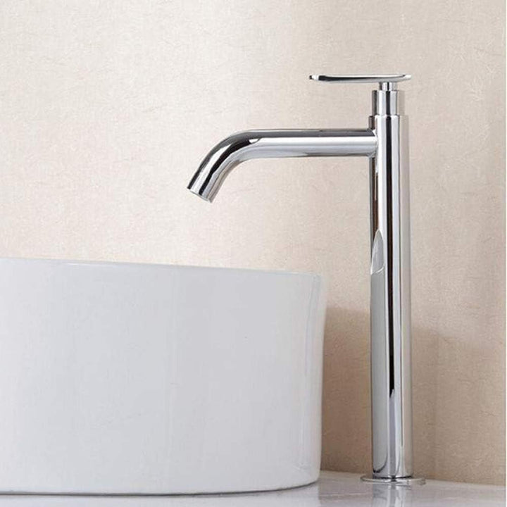 30 cm hoher Messing-Kaltwasserhahn, Einhebelmischer für Badezimmer, Waschbecken, WC, Chrom