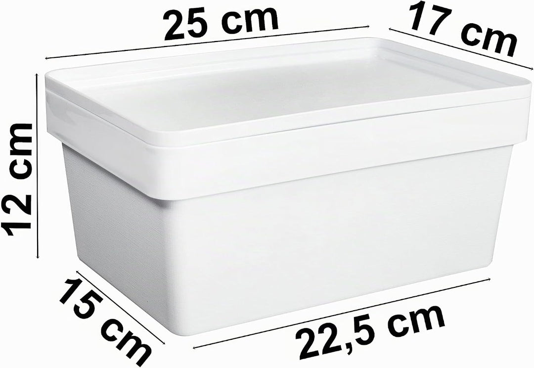 3 x Ordnungsbox Deckel stapelbar weiss DINA5 12cm 17x25x12cm 3,6L Kunststoff Weiss - mit Deckel 3 St