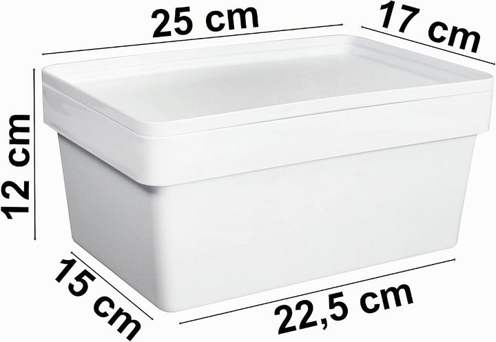3 x Ordnungsbox Deckel stapelbar weiss DINA5 12cm 17x25x12cm 3,6L Kunststoff Weiss - mit Deckel 3 St