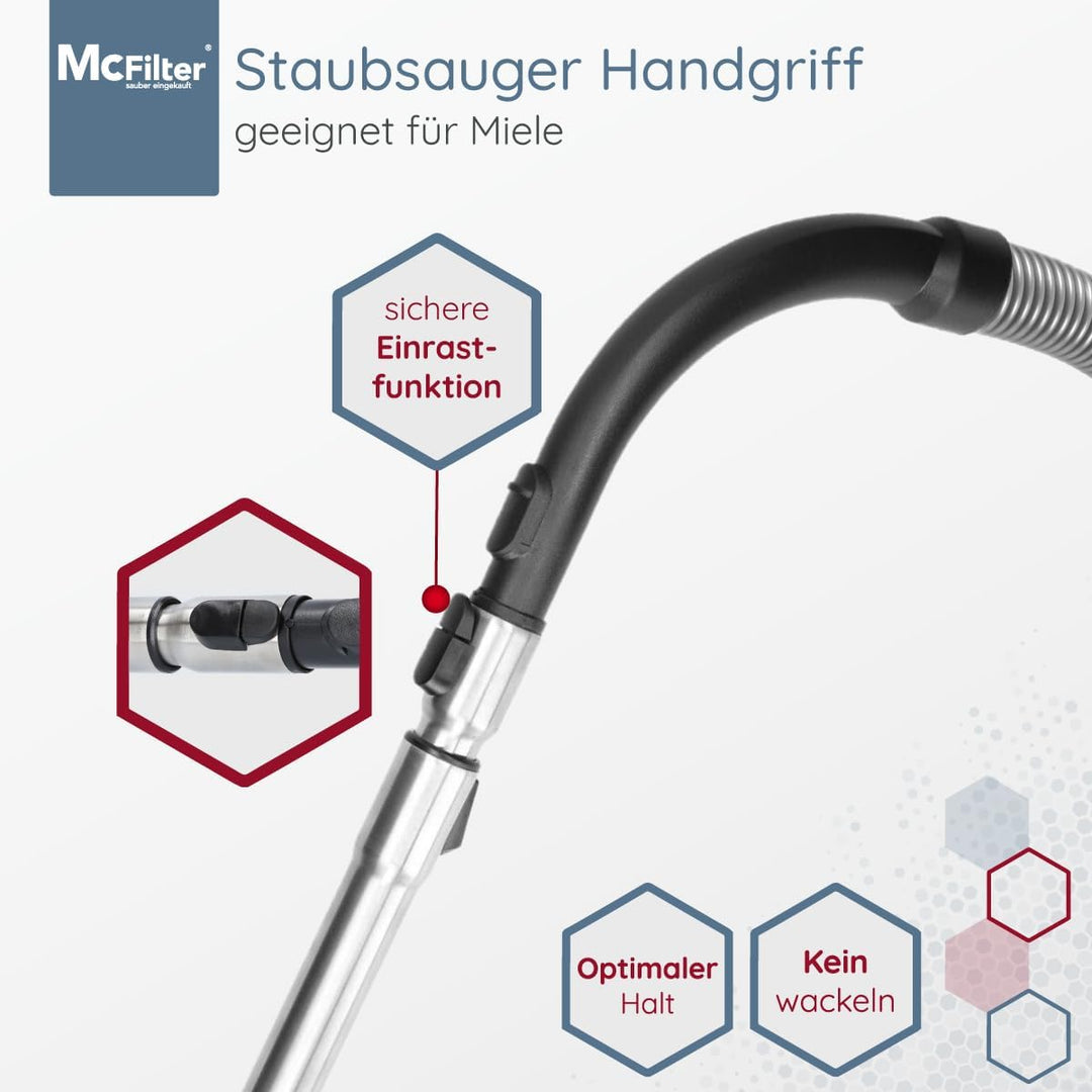 McFilter | Teleskoprohr geeignet für Miele Complete C3 Staubsauger Serie, Staubsaugerrohr mit Anschl