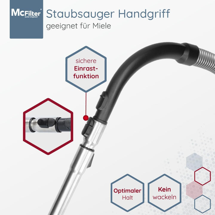 McFilter | Teleskoprohr geeignet für Miele Complete C3 Staubsauger Serie, Staubsaugerrohr mit Anschl