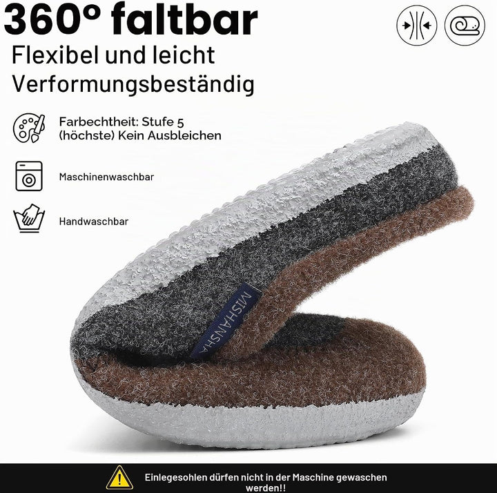 Mishansha Filz Hausschuhe Winter Bequem Filzpantoffeln für Damen Herren Gr.36-48 37 EU Dunkelbraun,